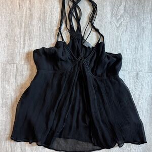 Armani Exchange Black Asymmetrical Tie Front Camisole